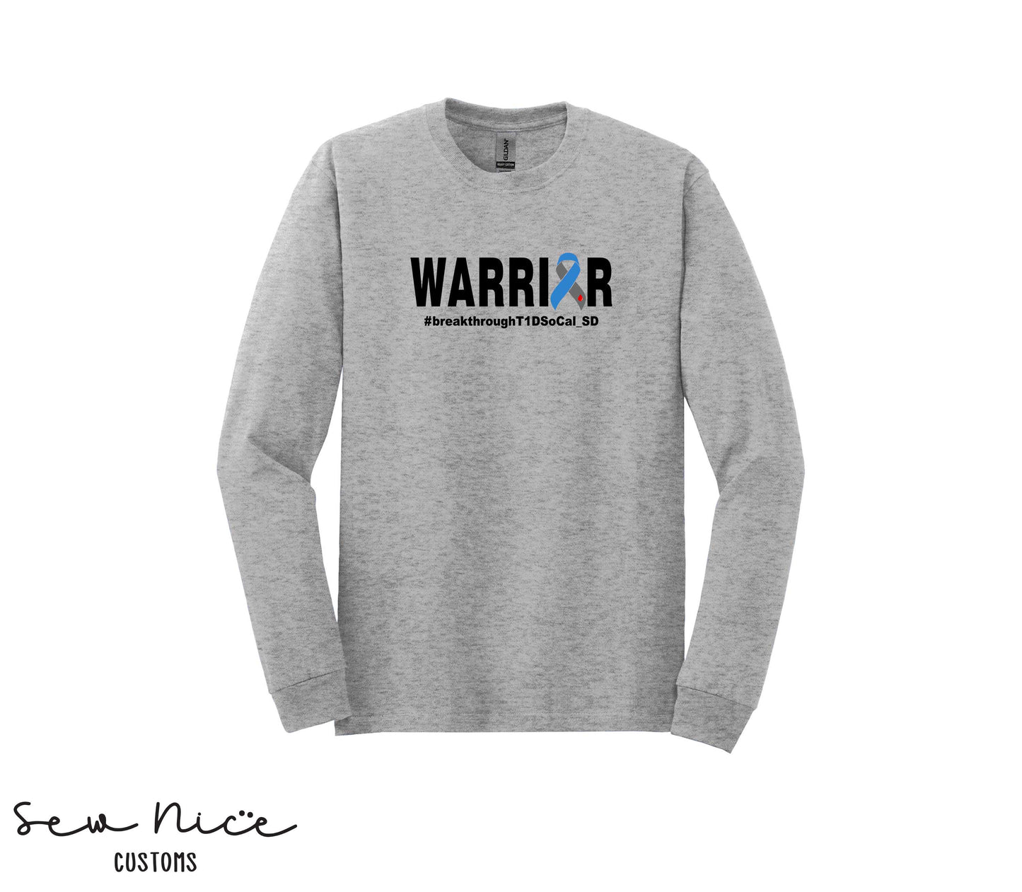 WARRIOR T1D- Unisex Adult/Youth Long Sleeve Shirt