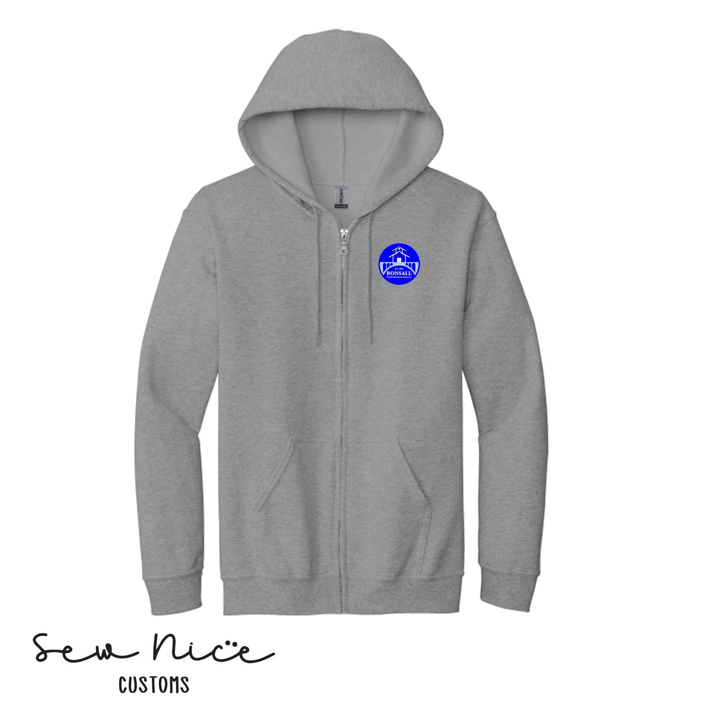 Embroidered Bonsall District Logo Unisex Adult Full Zip Hoodie