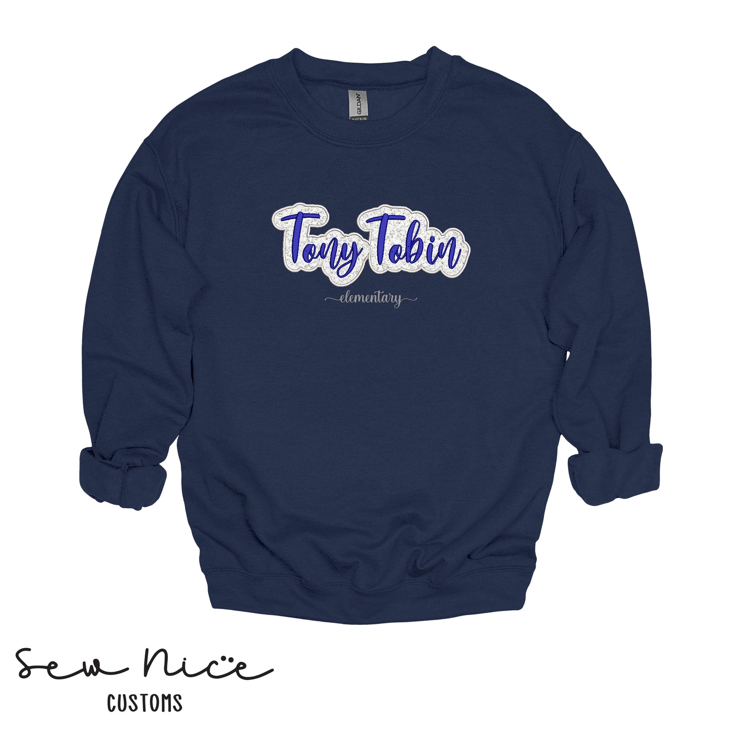 Glitter Embroidered Applique Tony Tobin- Unisex Adult Crewneck Sweatshirt
