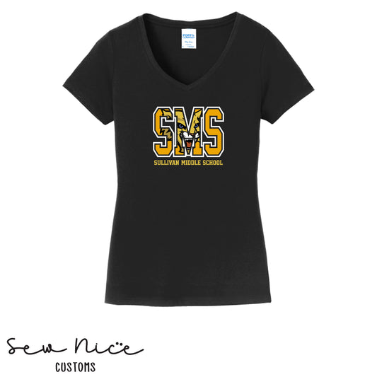 SMS Clip Mascot- Ladies V-Neck Shirt