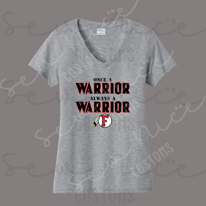 Once a Warrior- Ladies V-Neck Shirt