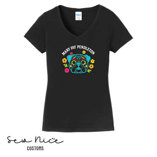 Mary Fay- Day of the Dead- Ladies V-Neck Shirt