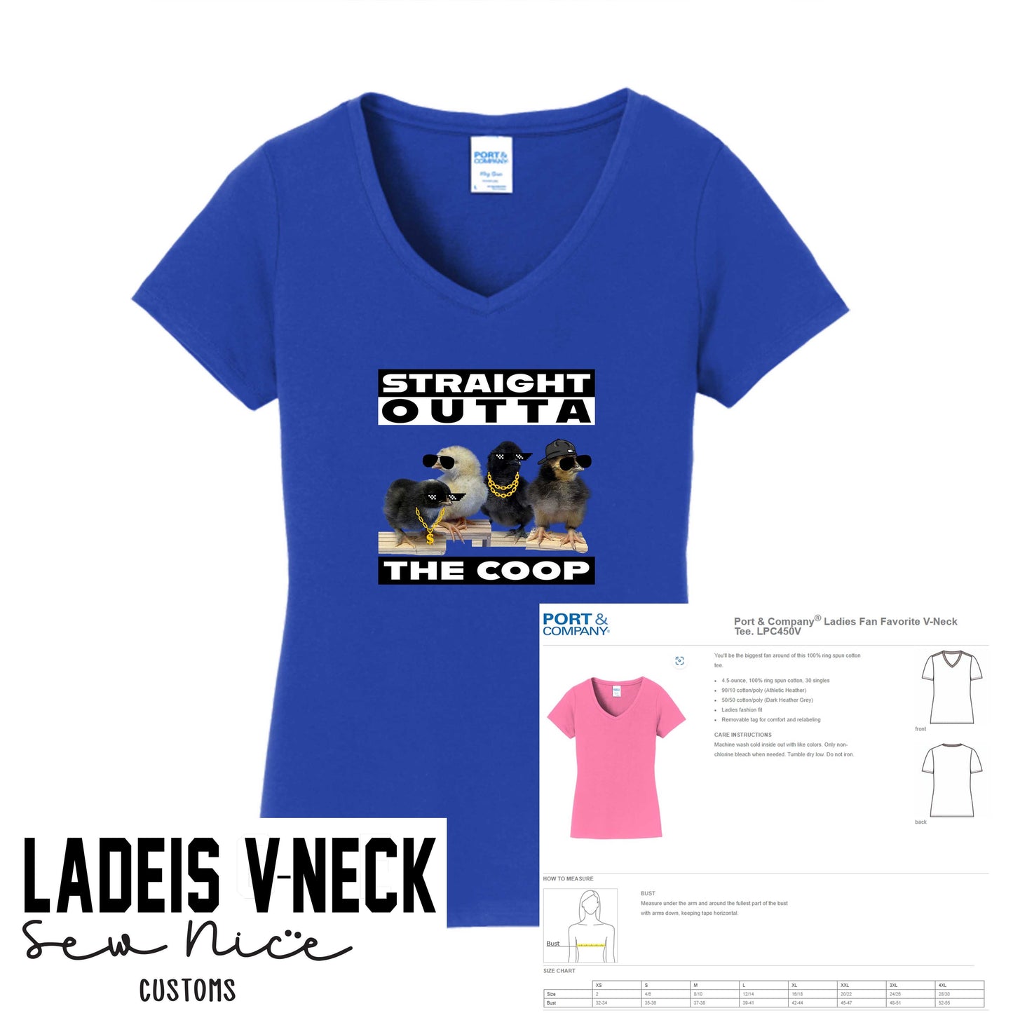 LAP- Straight Outta The Coop-Ladies V-Neck Shirt