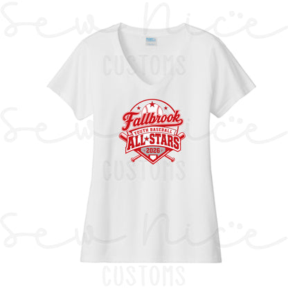 Fallbrook Youth Baseball-ALL STARS 2026- Ladies V-Neck Shirt