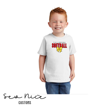 Fallbrook Softball Bow Design- Unisex TODDLER shirt