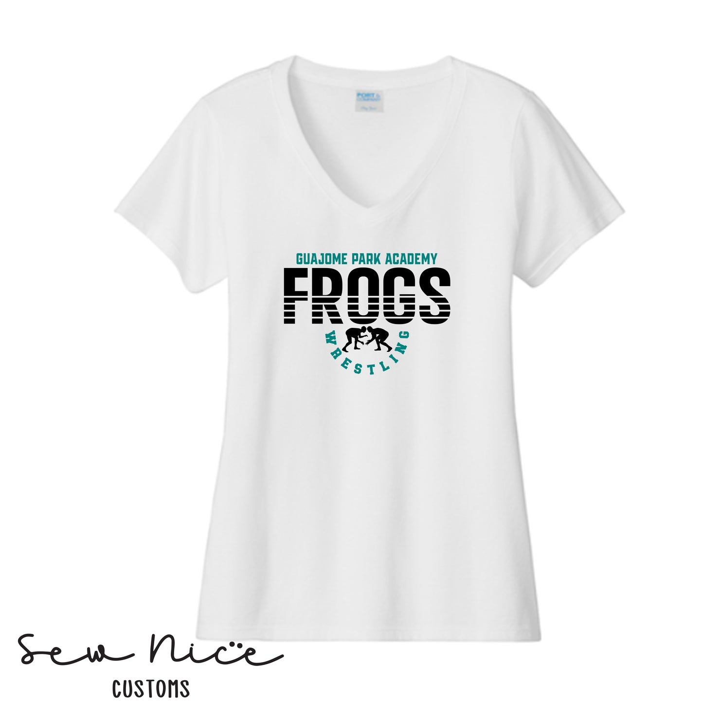 Guajome Stripe Wrestling Design- Ladies V-Neck Shirt