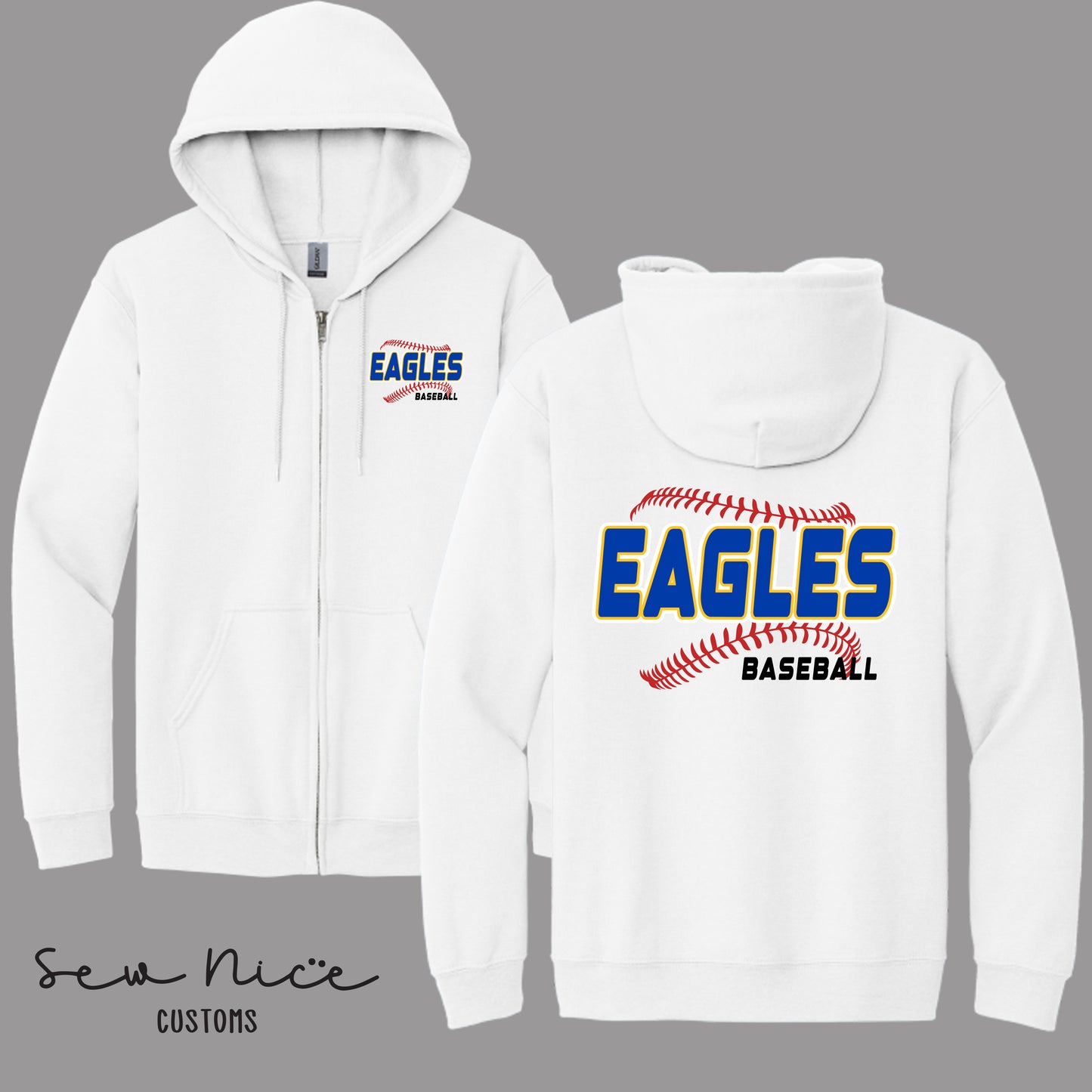 EAGLES Seam Design- Unisex Adult/Youth Full Zip Hoodie