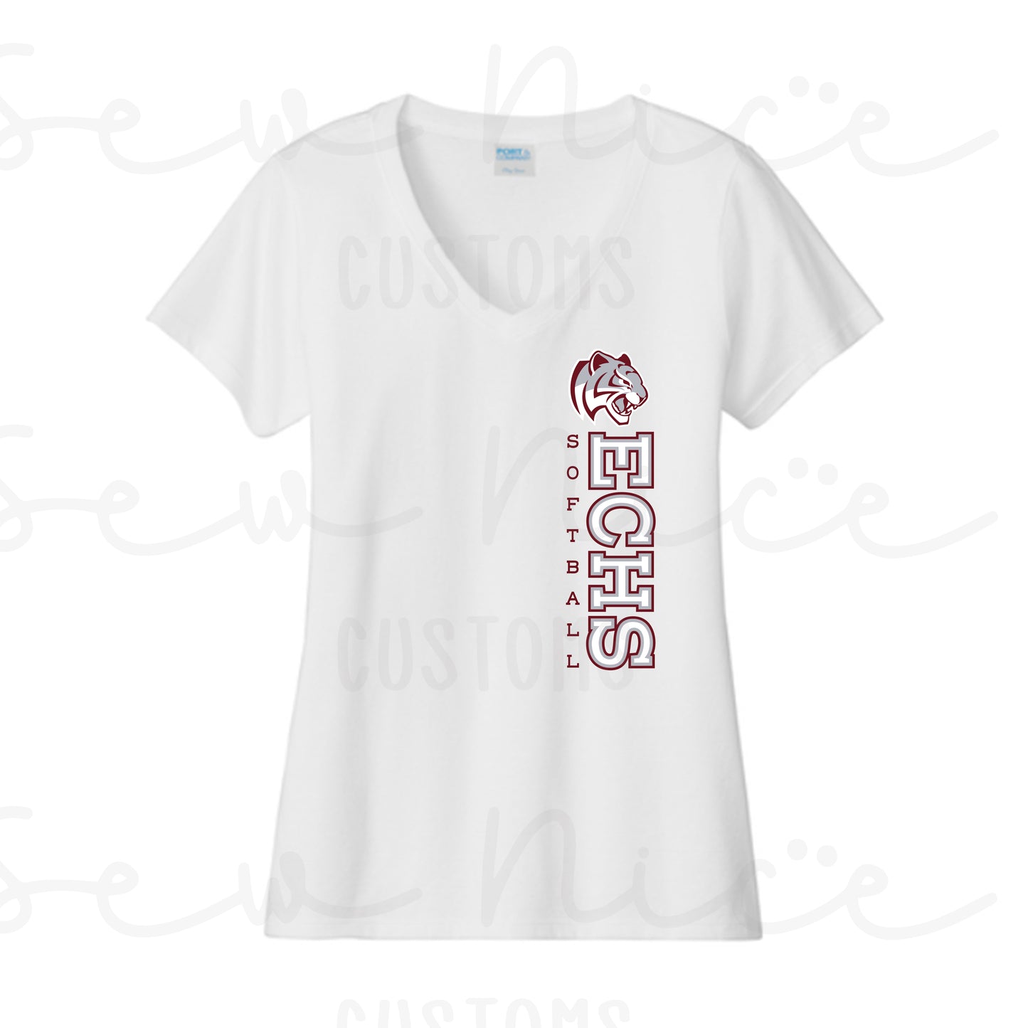 ECHS Softball- Ladies V-Neck Shirt