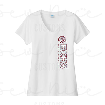 ECHS Softball- Ladies V-Neck Shirt