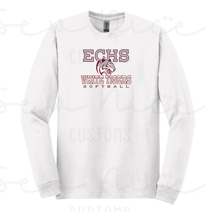 ECHS White Tiger Softball- Unisex Adult/Youth Long Sleeve Shirt