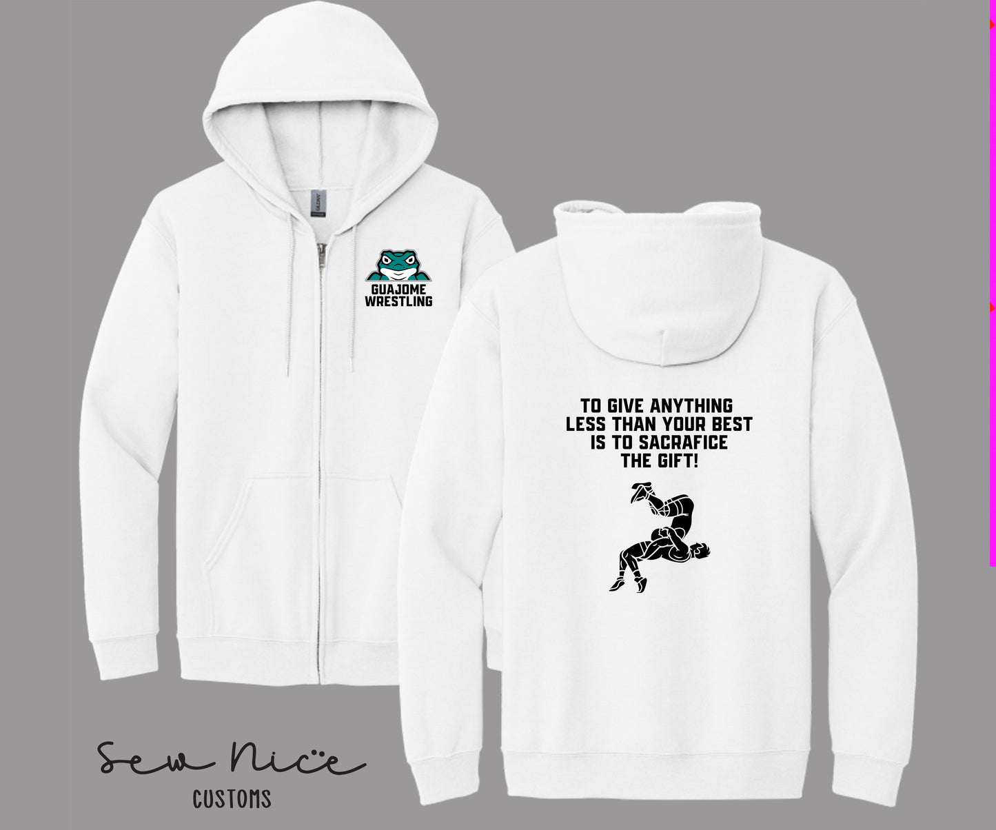 Guajome Wrestling Quote Design- Unisex Adult/Youth Full Zip Hoodie