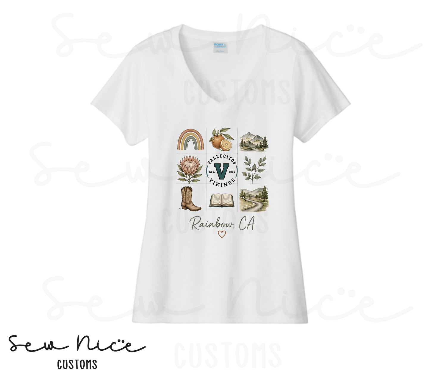 Rainbow Collage- Ladies V-Neck Shirt