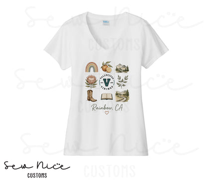 Rainbow Collage- Ladies V-Neck Shirt