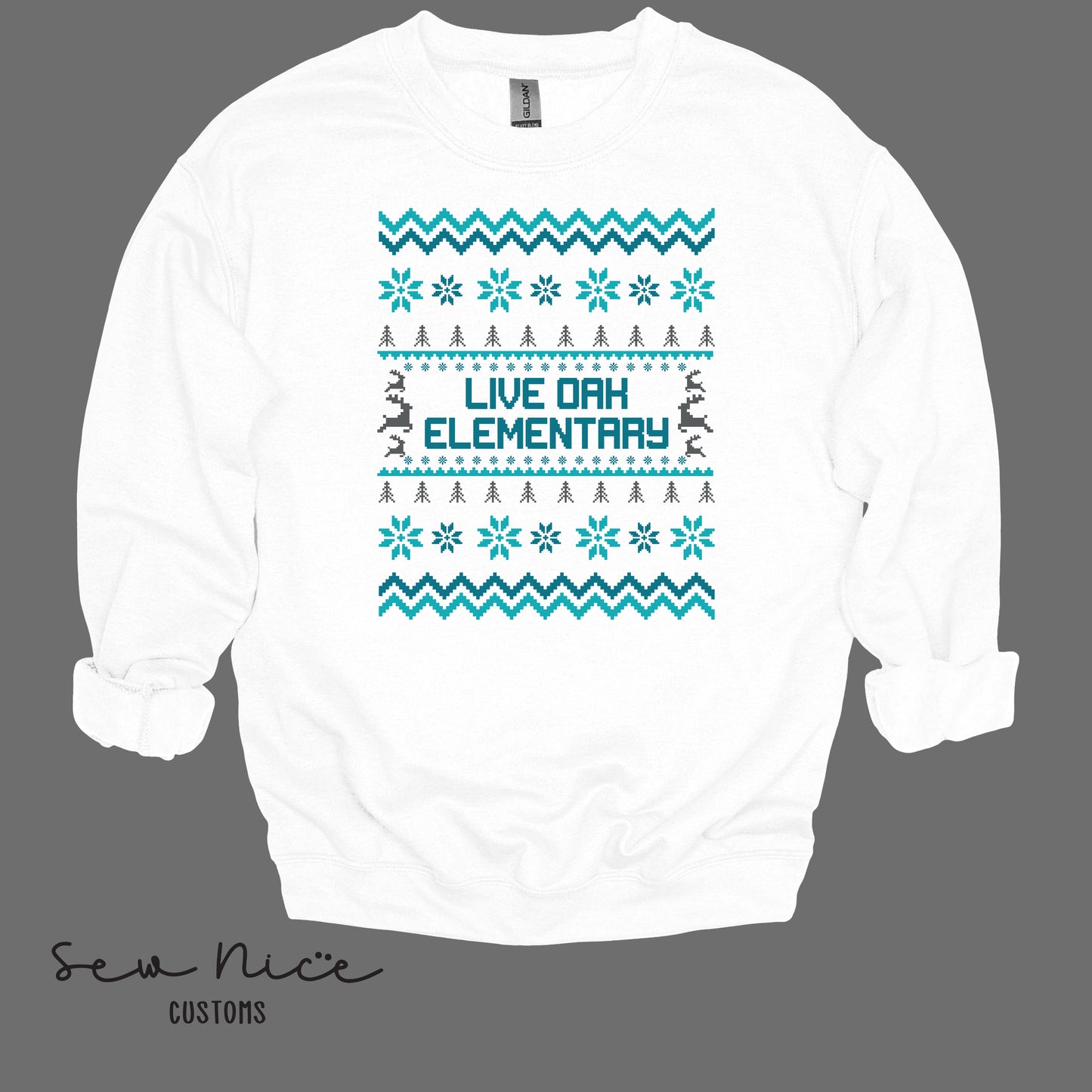 Live Oak Elementary Winter Design- Unisex Adult/Youth Crewneck Sweatshirt