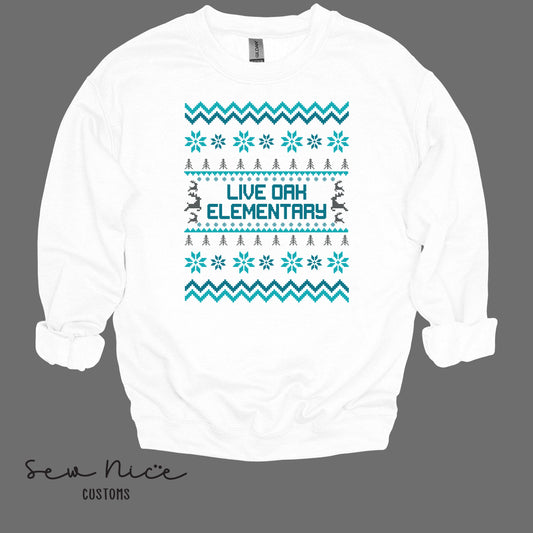 Live Oak Elementary Winter Design- Unisex Adult/Youth Crewneck Sweatshirt