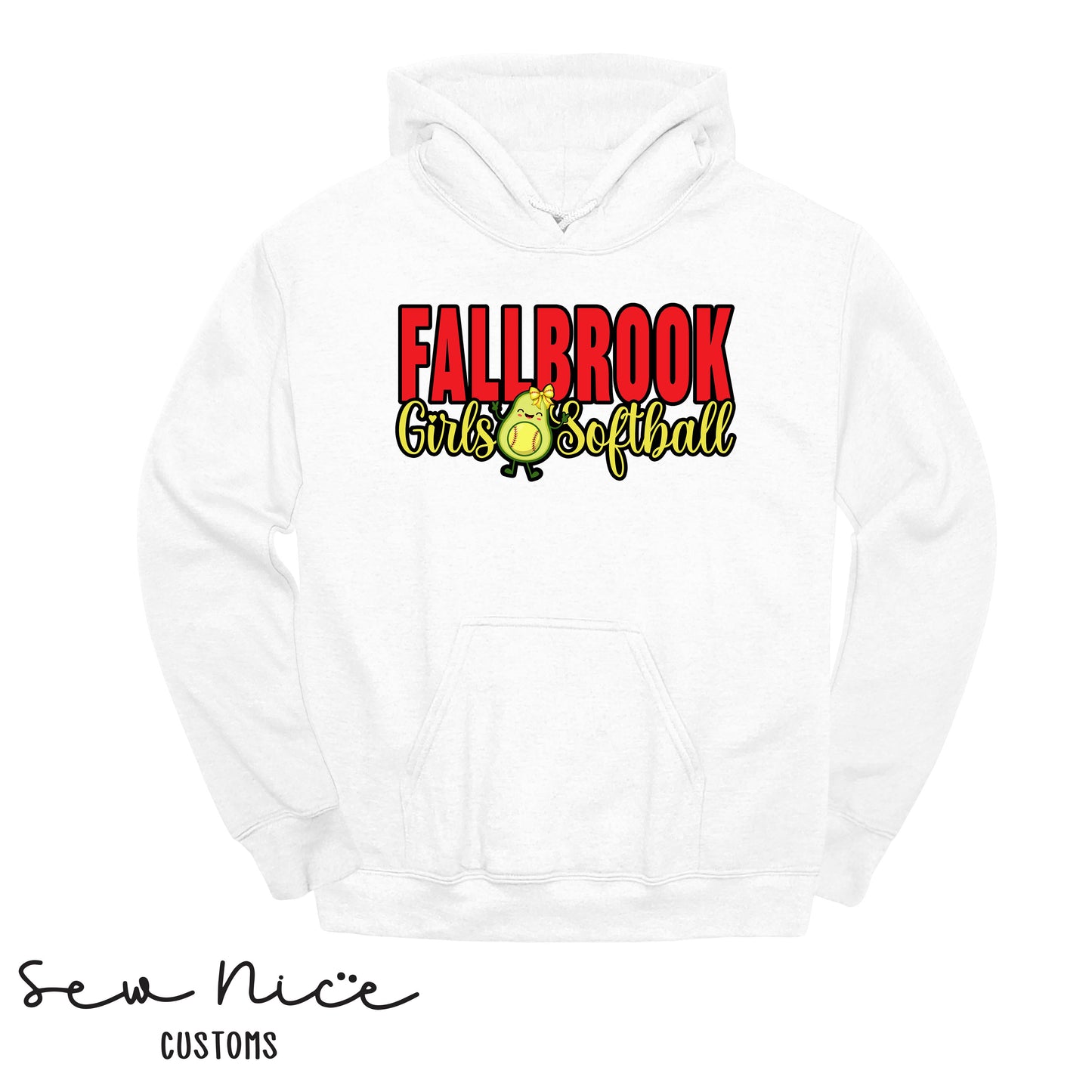Fallbrook Girls Softball Avo Text Design- Unisex Hoodie