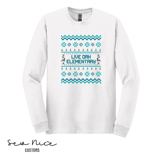 Live Oak Elementary Winter Design - Unisex Adult/Youth Long Sleeve Shirt