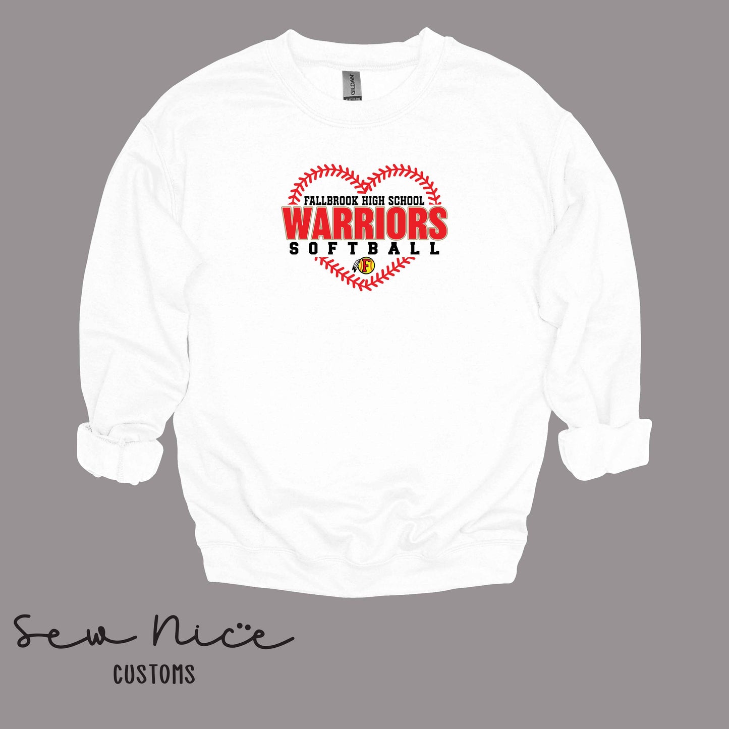 FHS Warriors Seam Heart- Unisex Adult/Youth Crewneck Sweatshirt