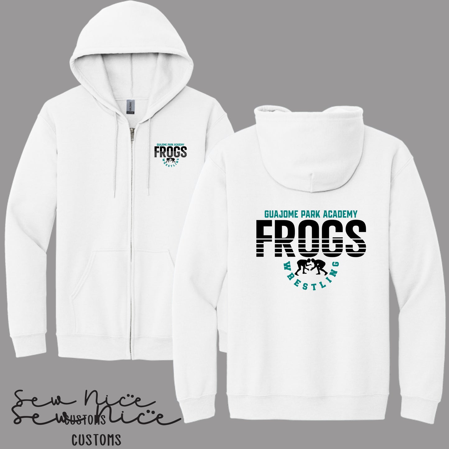 Guajome Stripe Wrestling Design- Unisex Adult/Youth Full Zip Up Hoodie