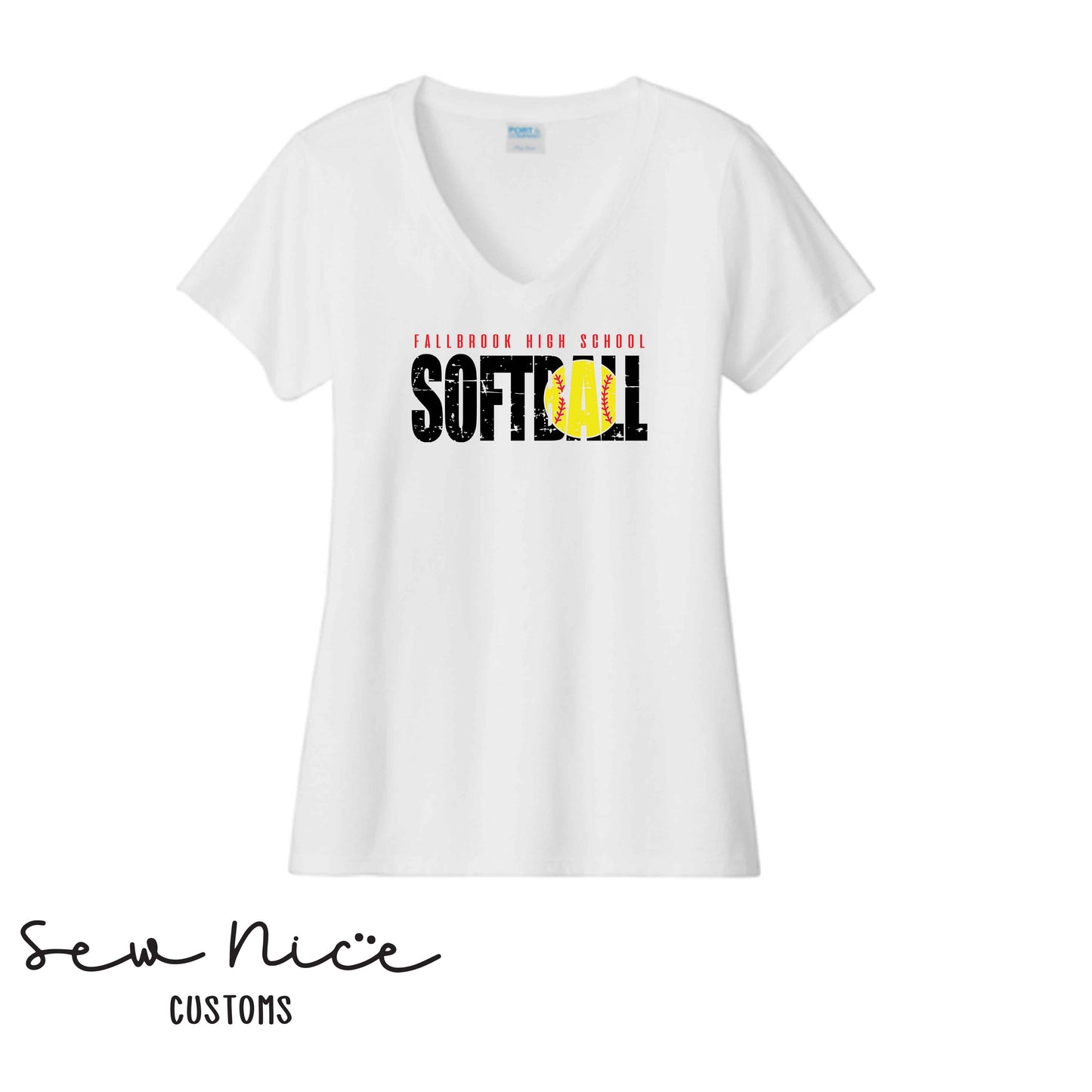 Fallbrook High School Softball- Ladies V-Neck Shirt