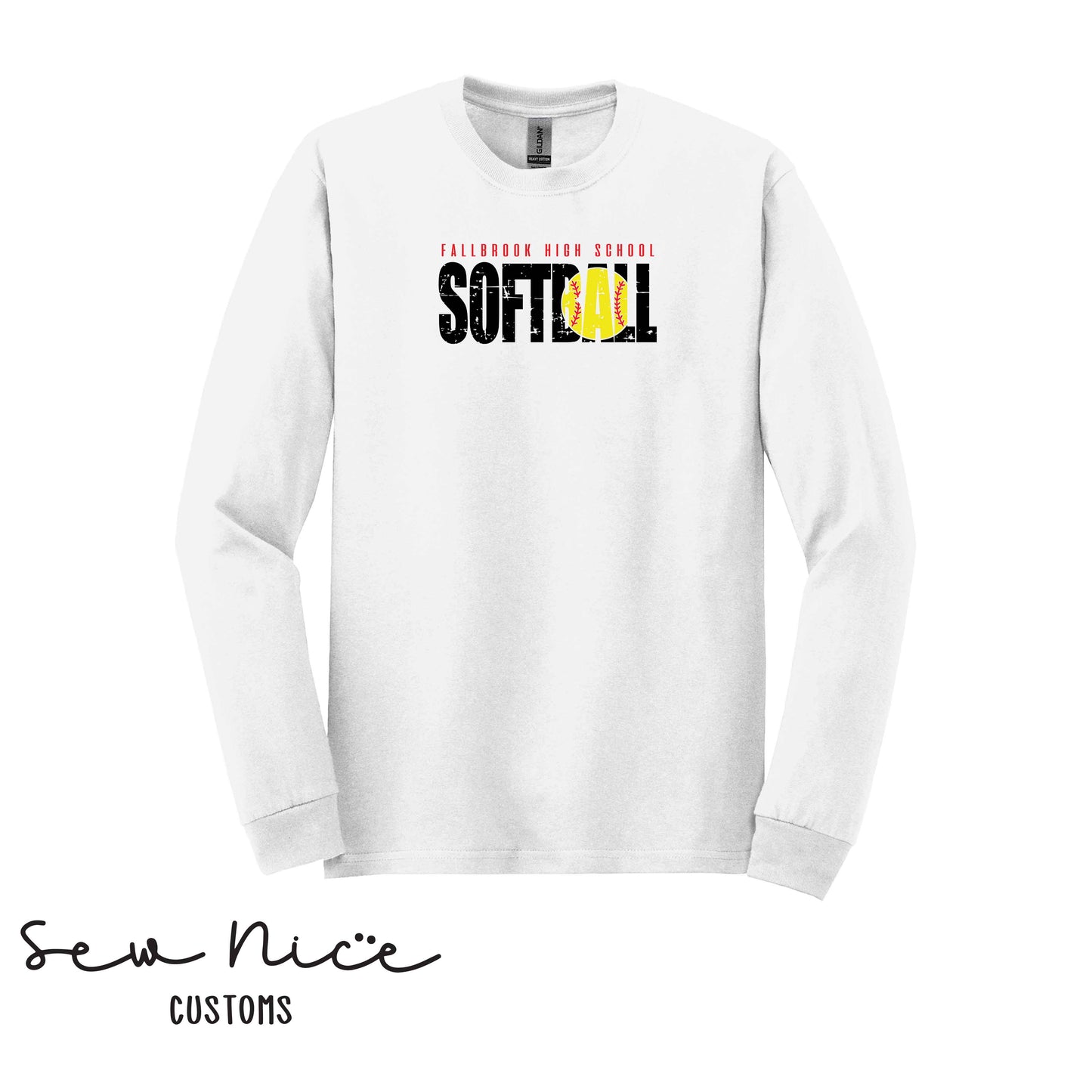 Fallbrook High School Softball- Unisex Adult/Youth Long Sleeve Shirt