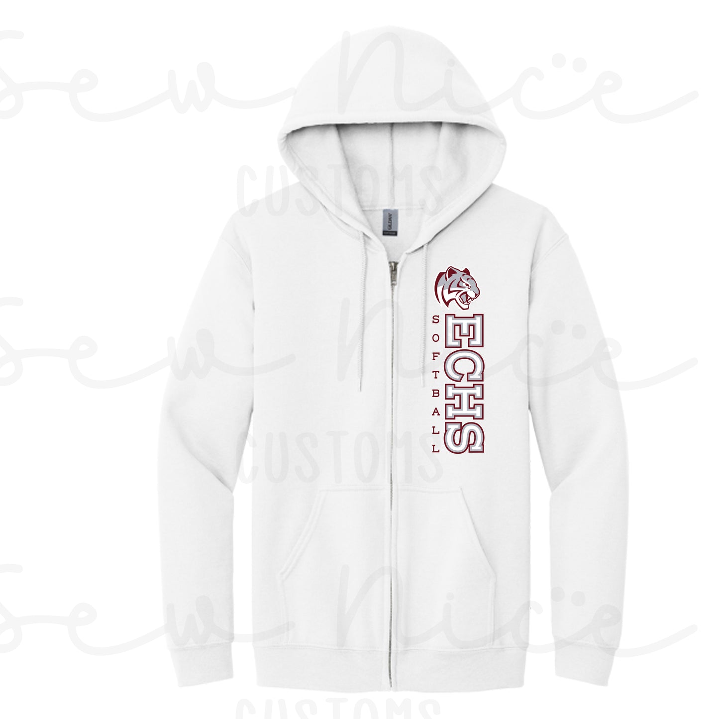 ECHS Softball- Unisex Adult/Youth Full Zip Hoodie