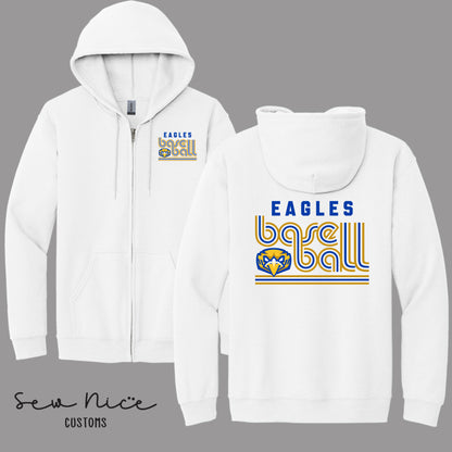 Retro Eagles Baseball - Unisex Adult/Youth Full Zip Hoodie