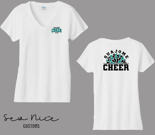 Guajome Pom Pom Cheer- Women's V-Neck Shirt