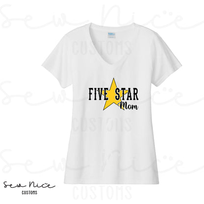 Five Star Mom/Custom- Ladies V-Neck Shirt
