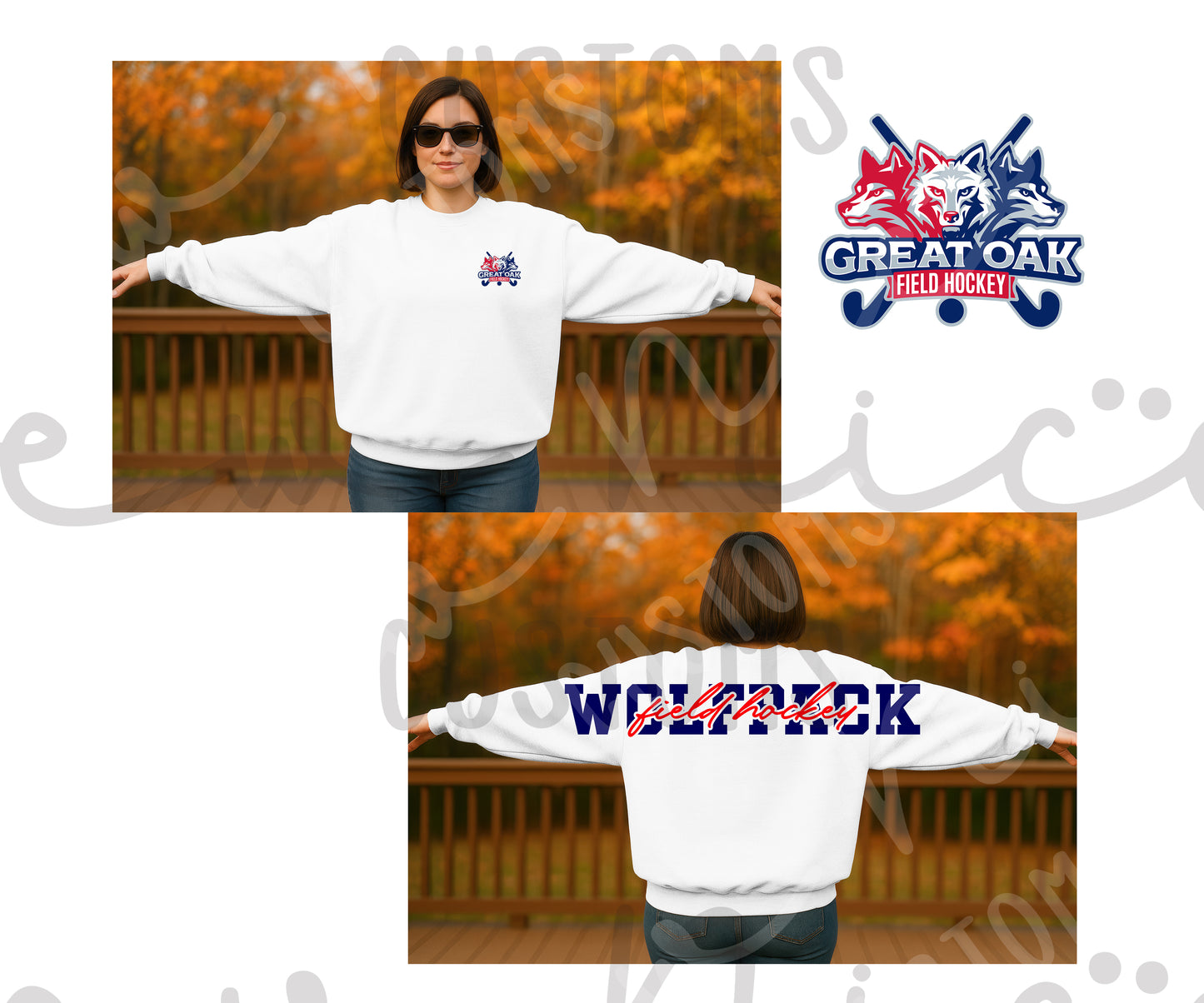 GO Field Hockey Shoulder Design - Adult/Youth Unisex Crewneck Sweatshirt