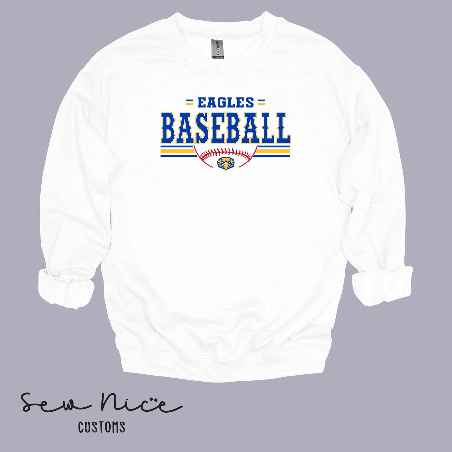 Eagles Baseball Stripes- Unisex Adult/Youth Crewneck Sweatshirt