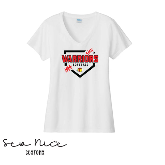 FHS Softball Plate- Ladies V-Neck Shirt