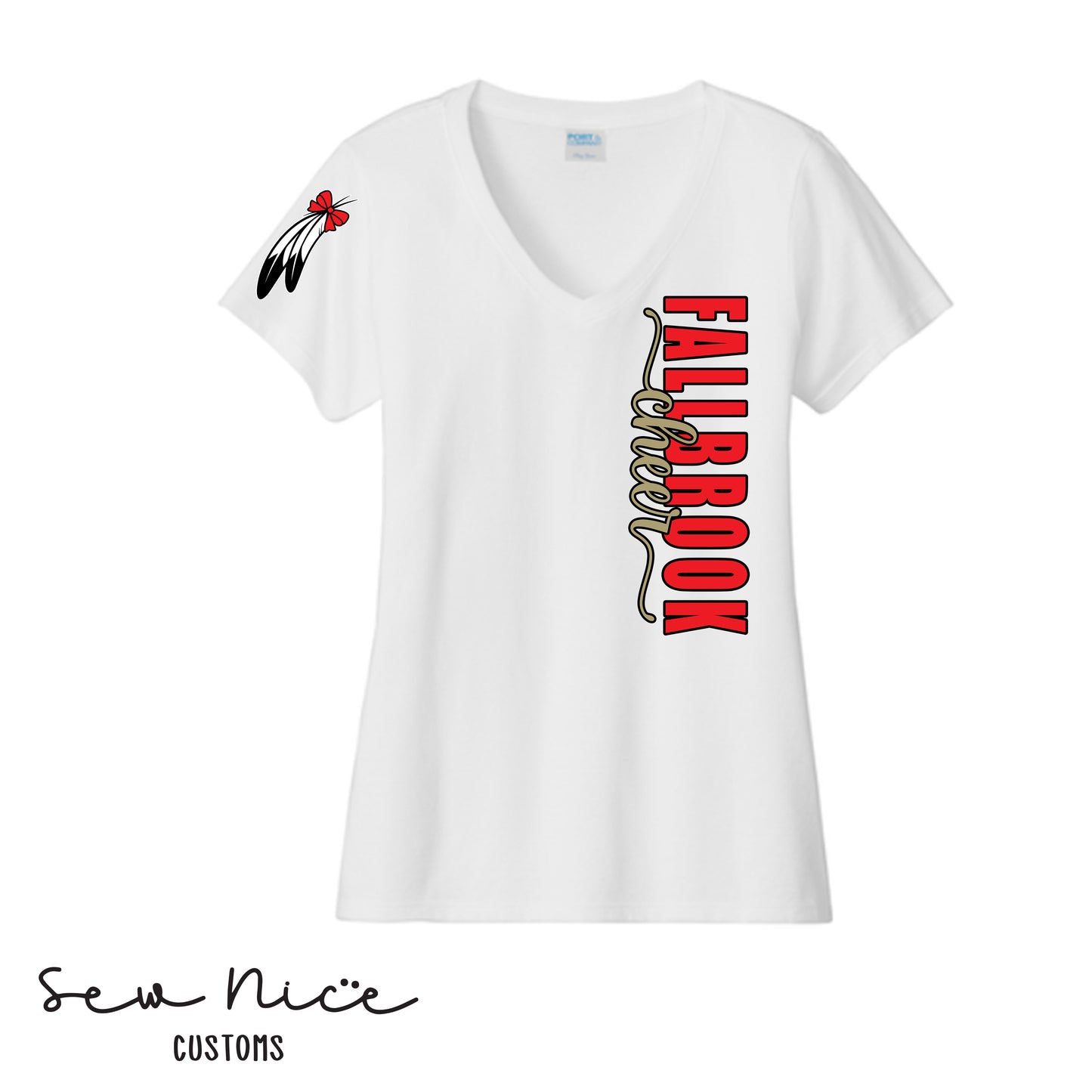 Fallbrook Cheer- Side Design-Ladies V-Neck Shirt- FPW CHEER