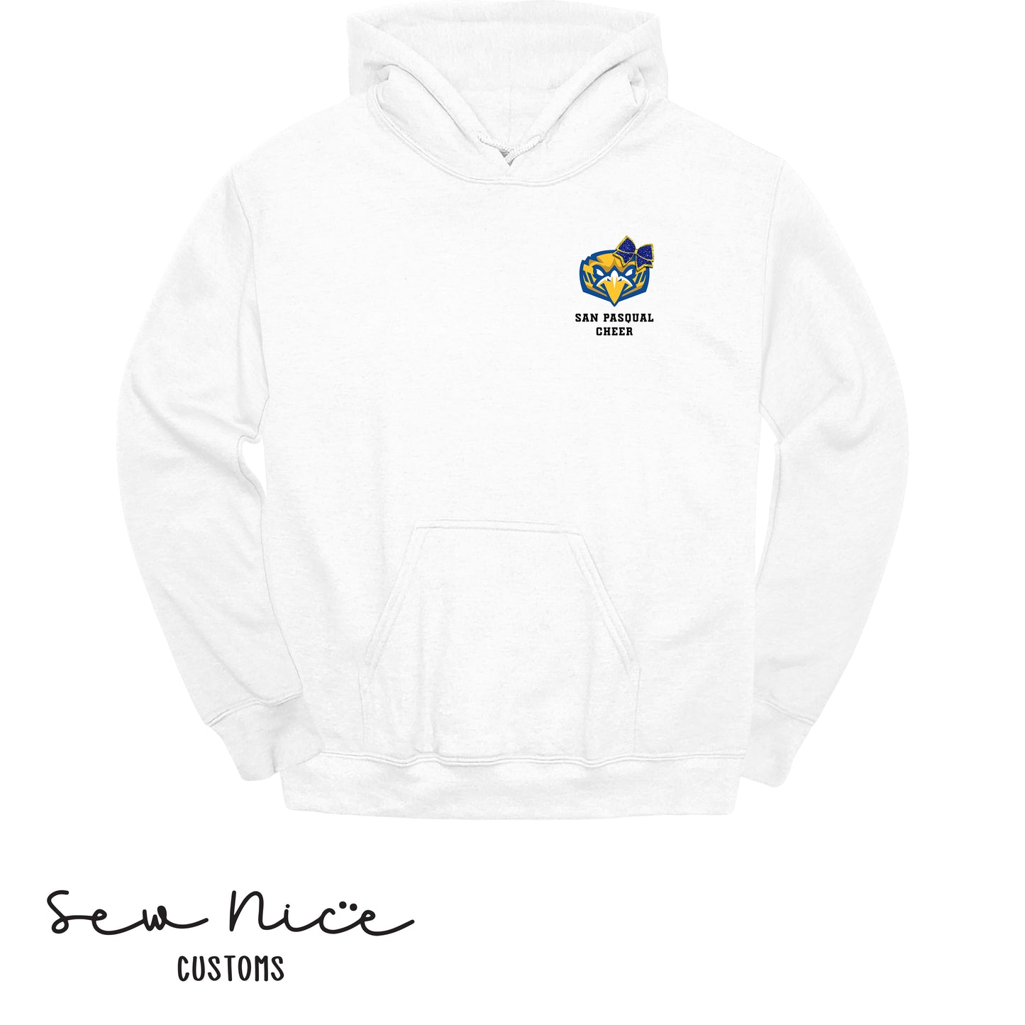 San Pasqual CHEER Glitter Bow- Unisex Adult/Youth Hoodie