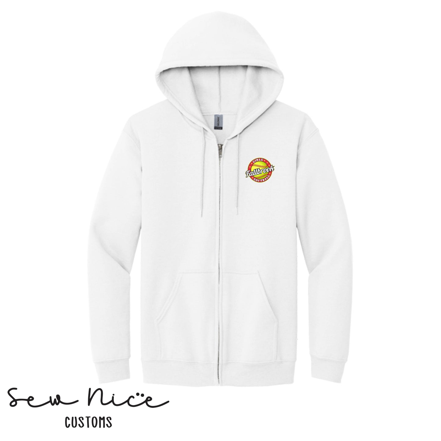 Fallbrook Girls Softball Logo - EMBROIDERED Unisex Full Zip Hoodie