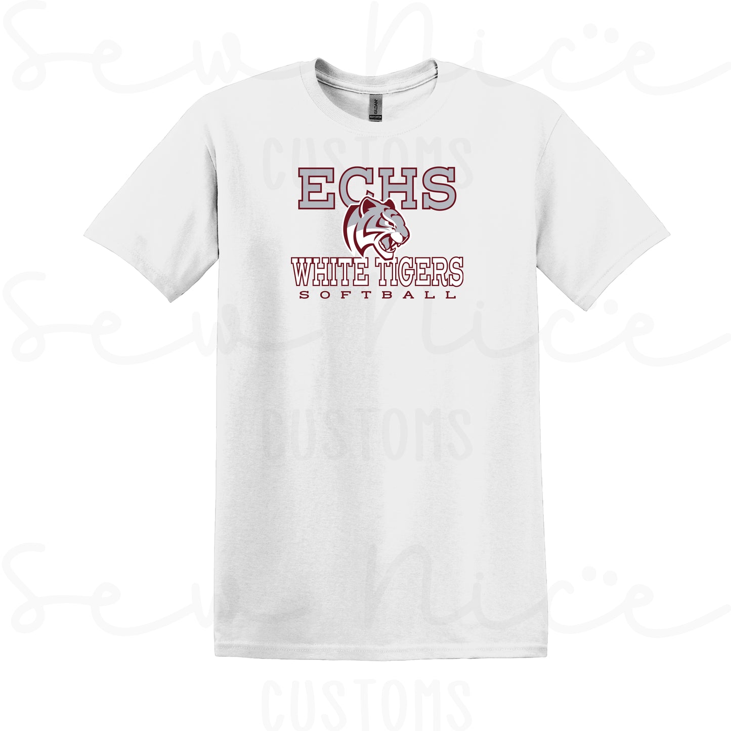 ECHS White Tigers Softball- Unisex Adult/Youth T-Shirt