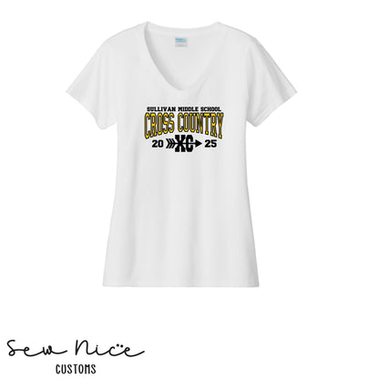 Sullivan Middle School Cross Country XC - Ladies V-Neck Shirt