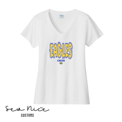 Eagles Doodle Cheer- Ladies V-Neck Shirt
