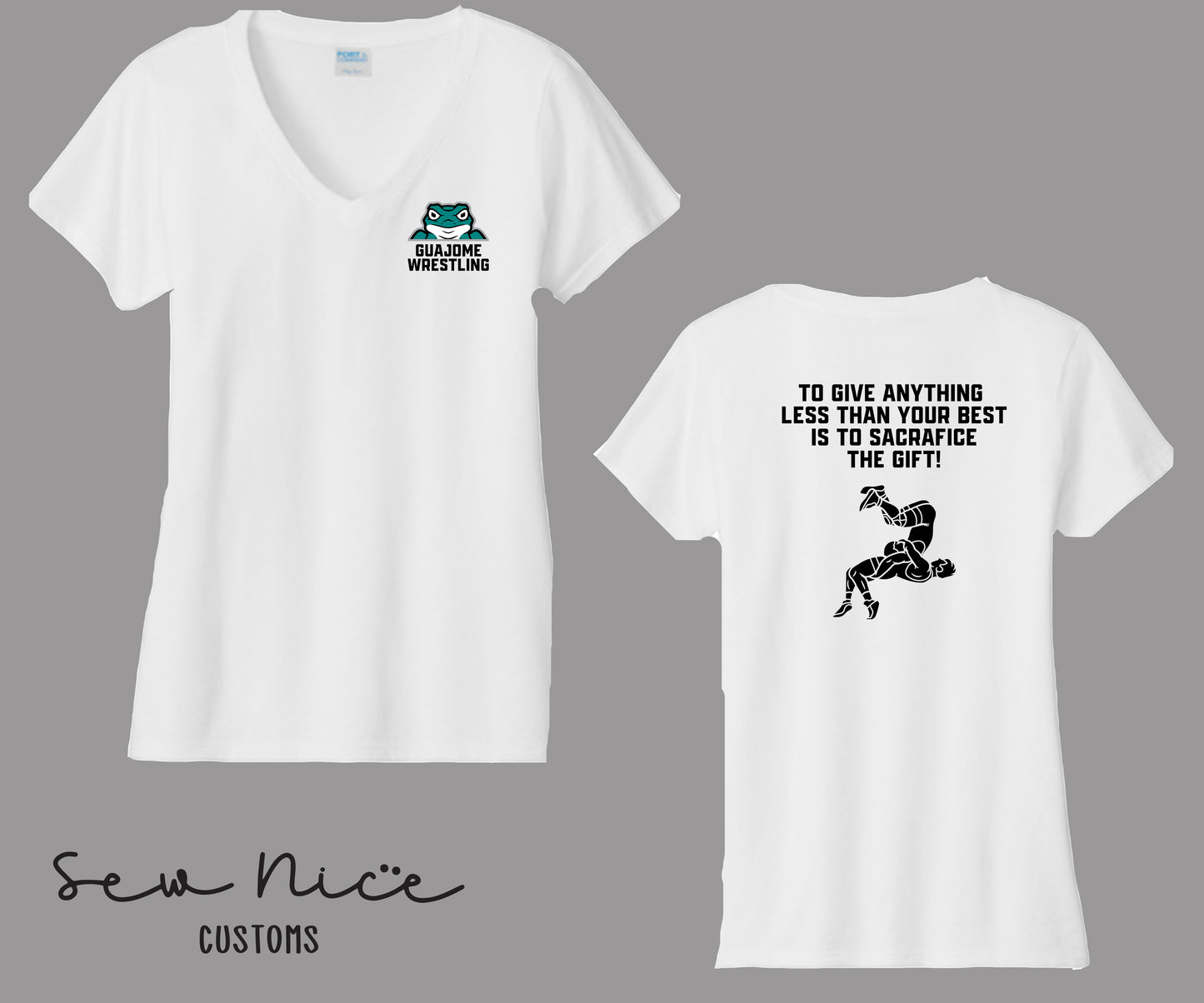 Guajome Wrestling Quote Design- Laides V-Neck Shirt