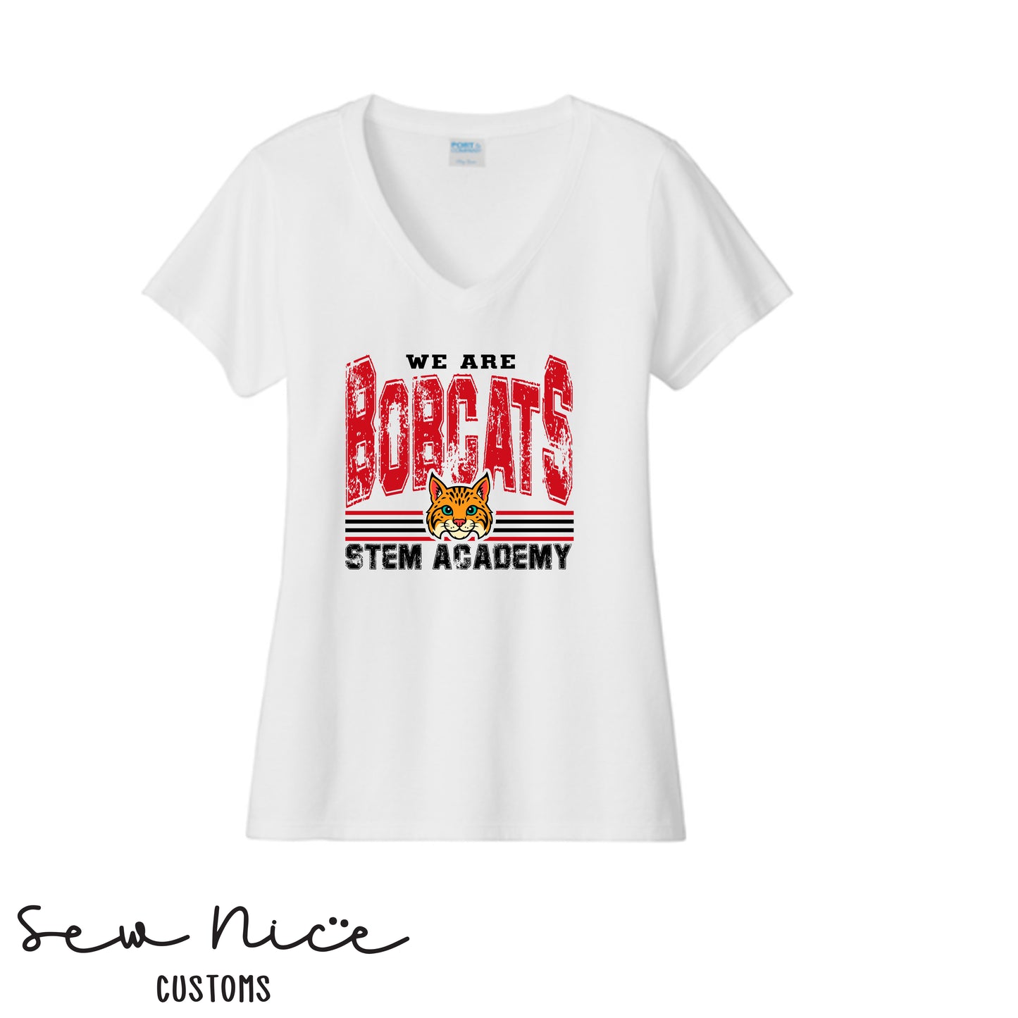 STEM-We Are Bobcats- Ladies V-Neck Shirt
