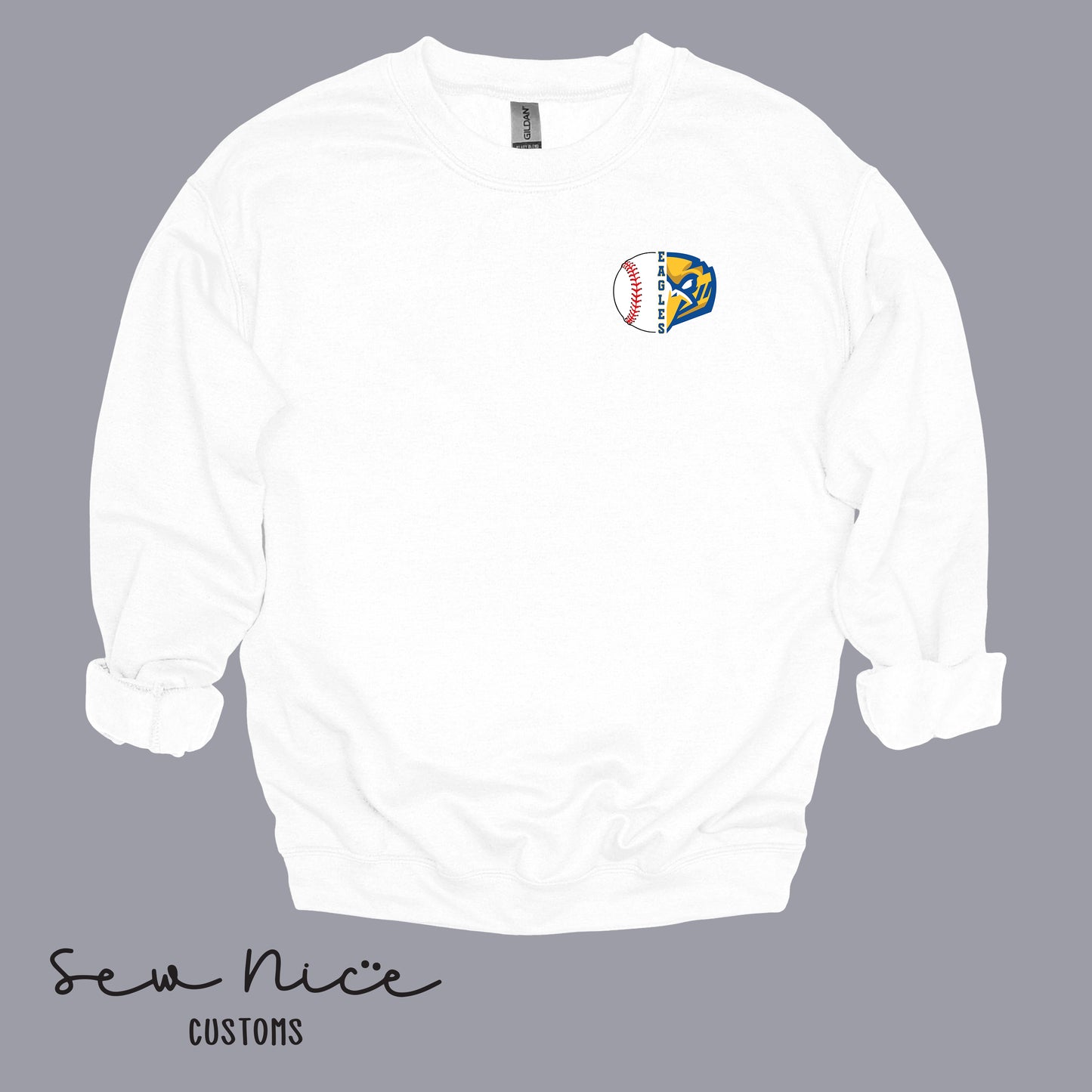 Split Baseball & Eagle Face- Unisex Adult/Youth Crewneck Sweatshirt