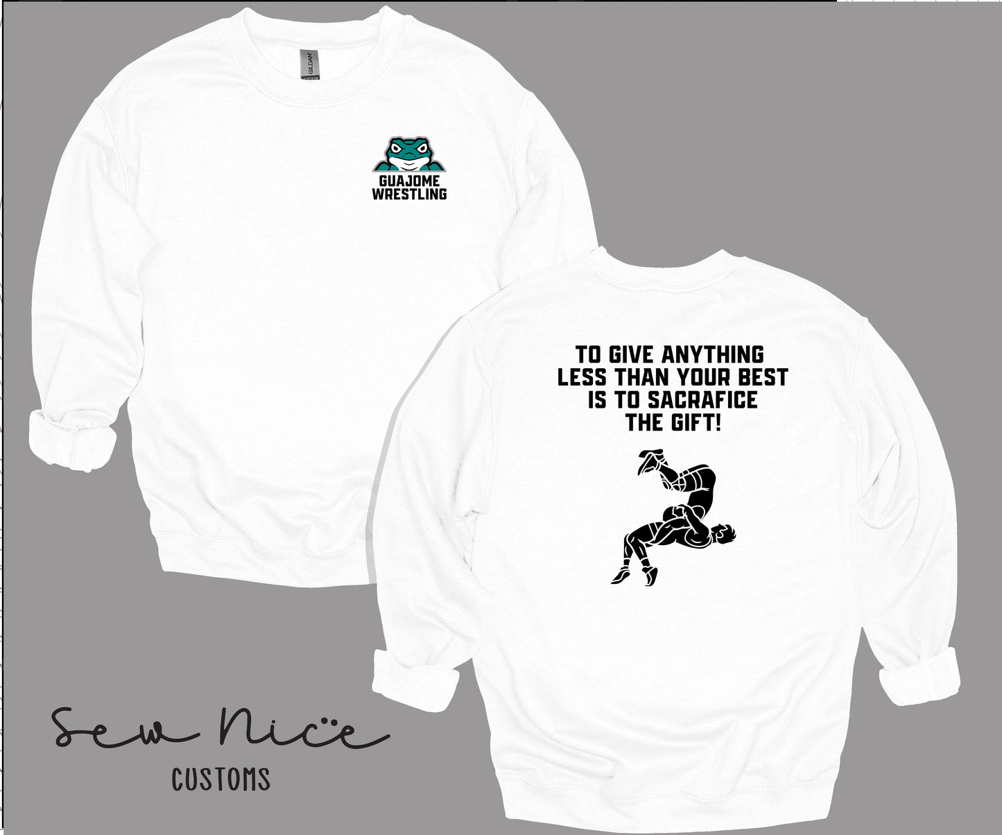 Guajome Wrestling Quote Design- Unisex Adult/Youth Crewneck Sweatshirt