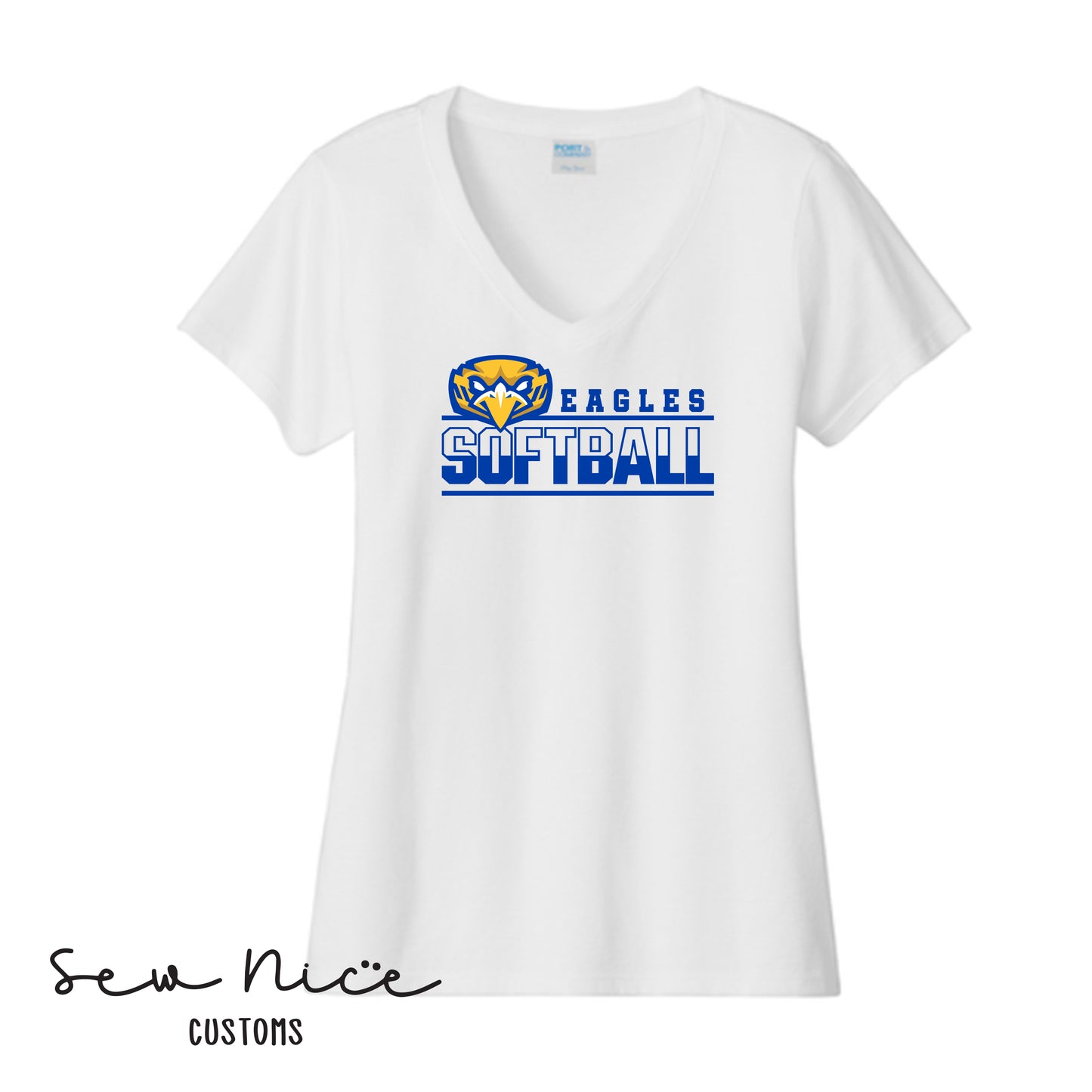 Forward Eagle Softball-Ladies V-Neck Shirt