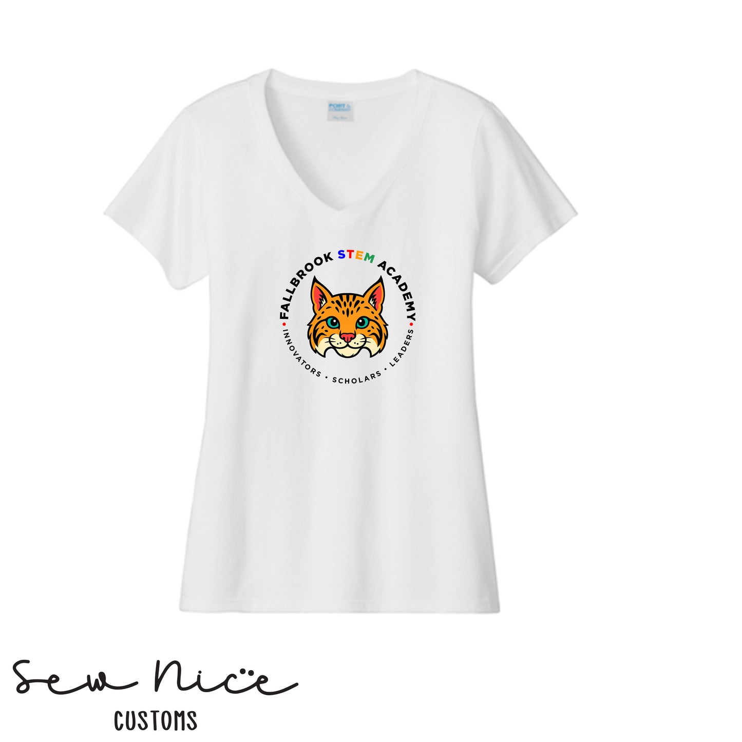 STEM-Mascot-Ladies V-Neck Shirt