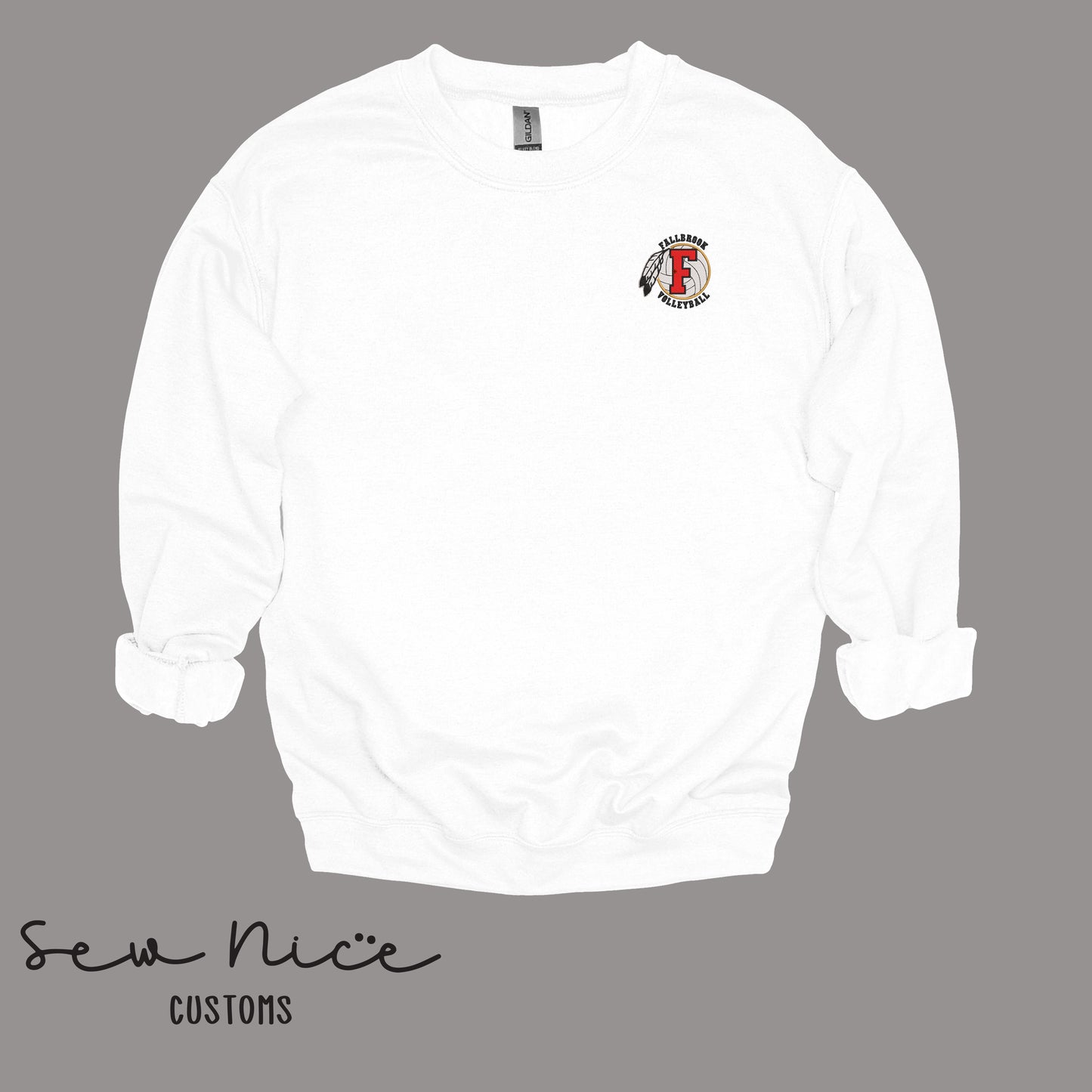 Embroidered FHS Volleyball Logo - Unisex Adult/Youth Crewneck Sweatshirt