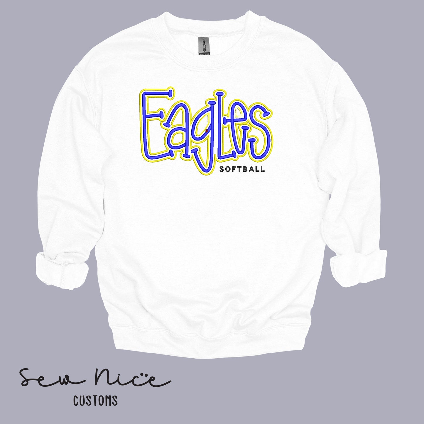Embroidered "EAGLES" Puff Design - Unisex Adult/Youth Crewneck