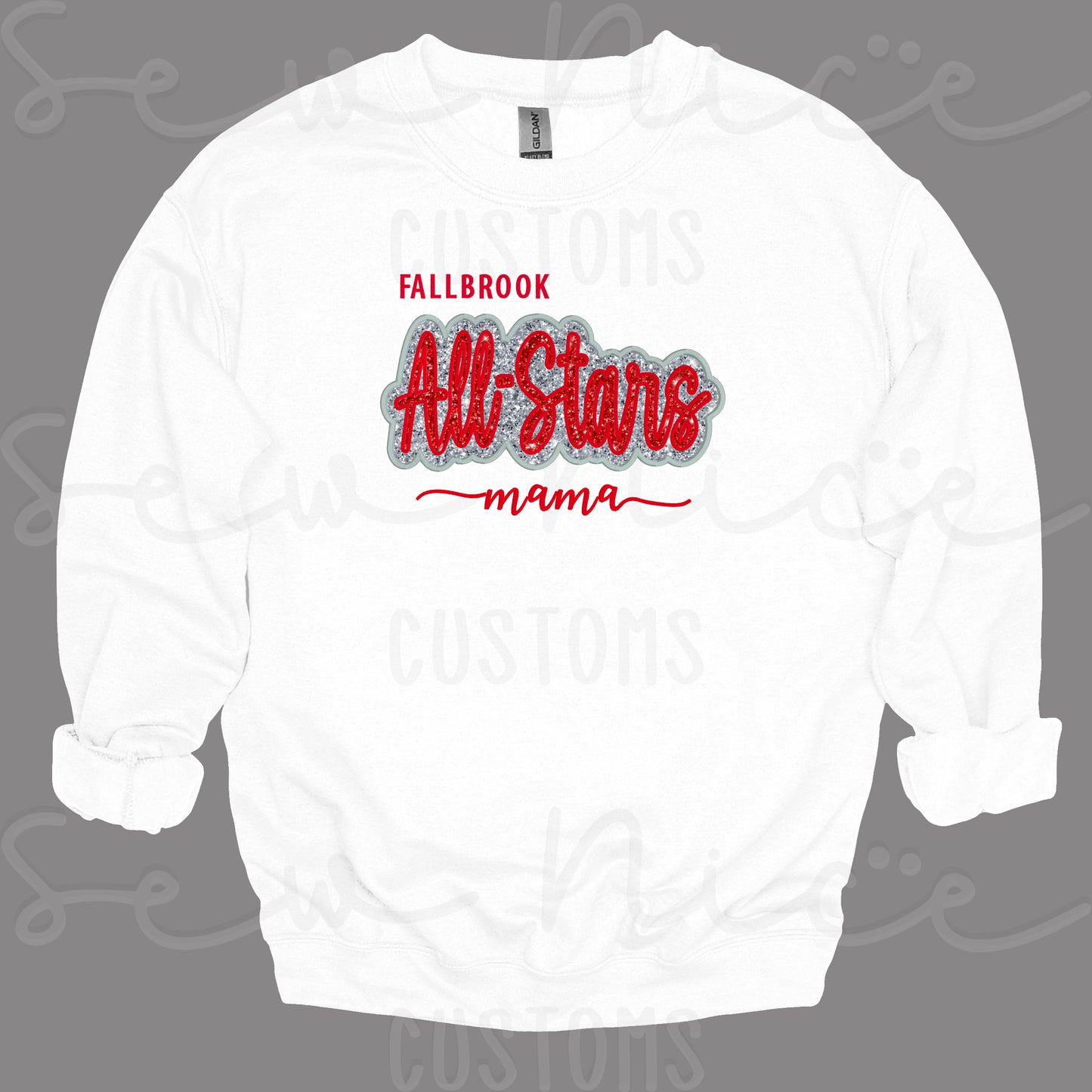 Fallbrook ALL STARS Glitter Applique Crewneck Sweatshirt