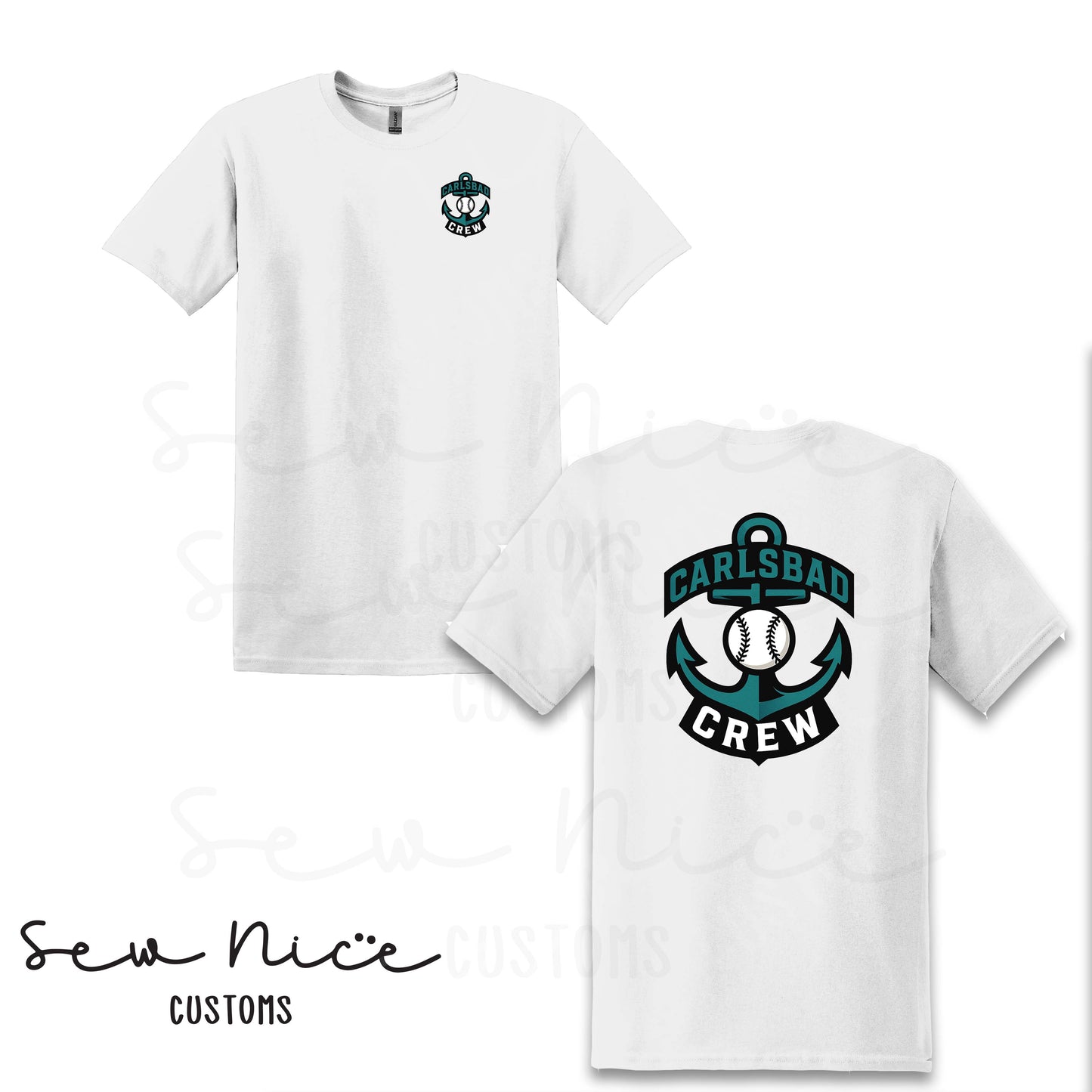Carlsbad Crew Unisex T-Shirt - Left Chest & Back Design