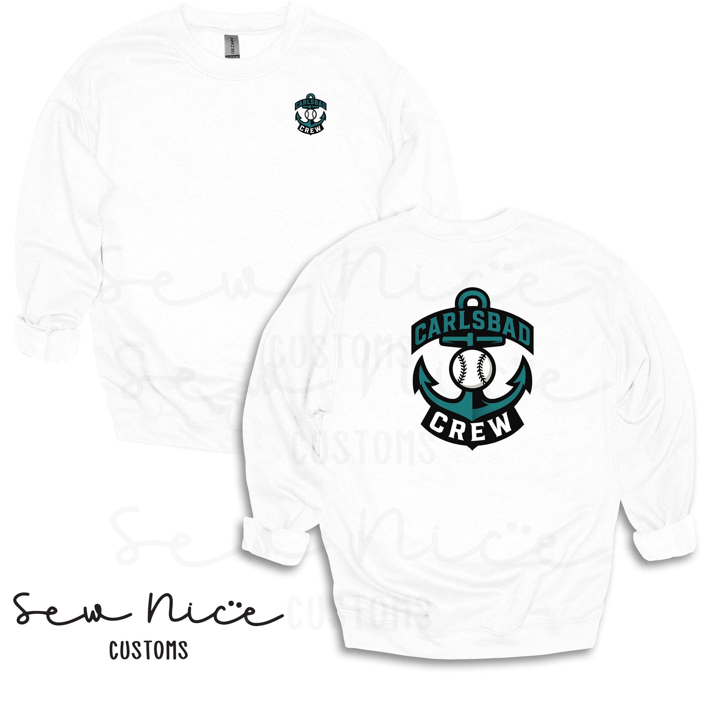 Carlsbad Crew Unisex Hoodie - Left Chest & Back Design
