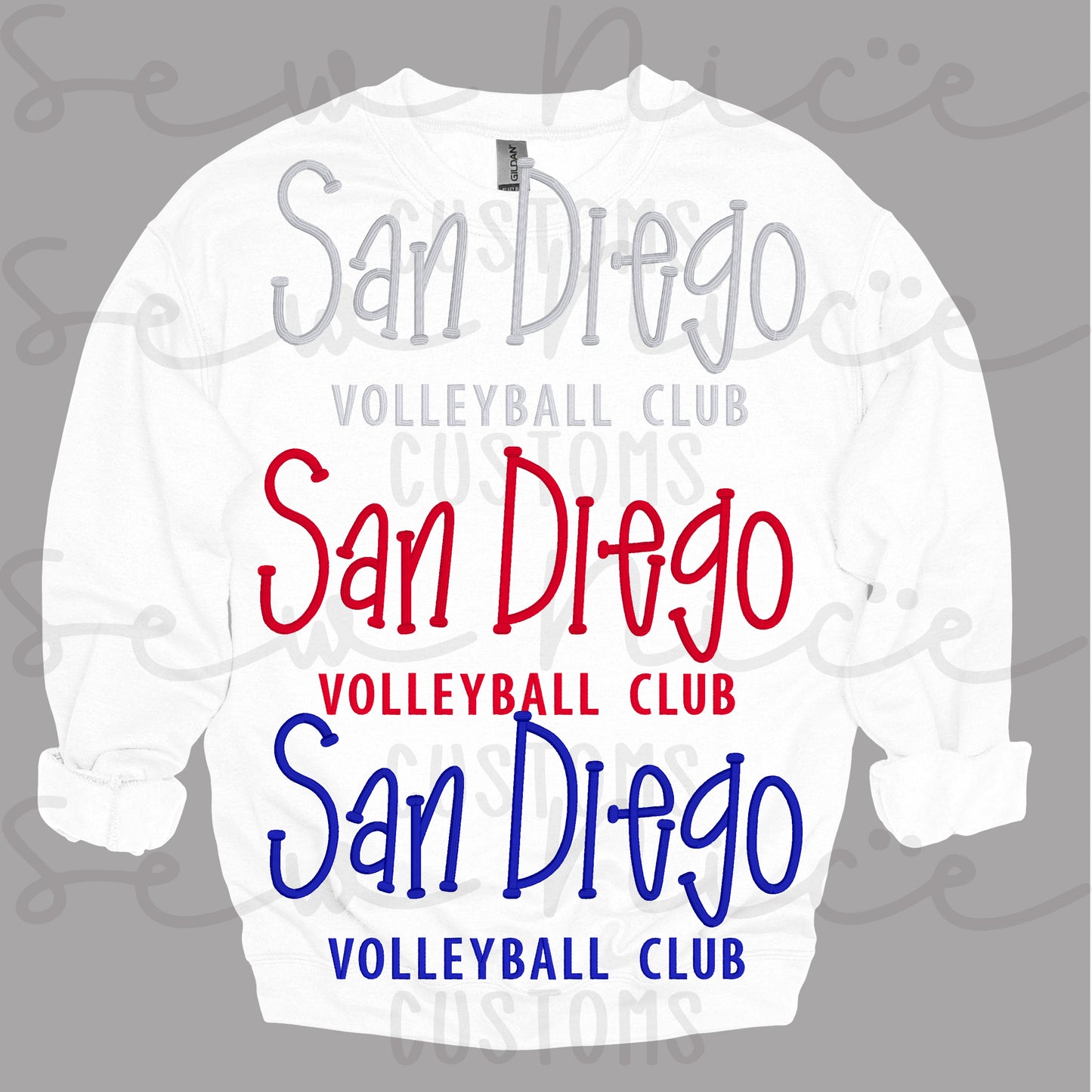 Embroidered 3D Puff - San Diego Volleyball Sweatshirt